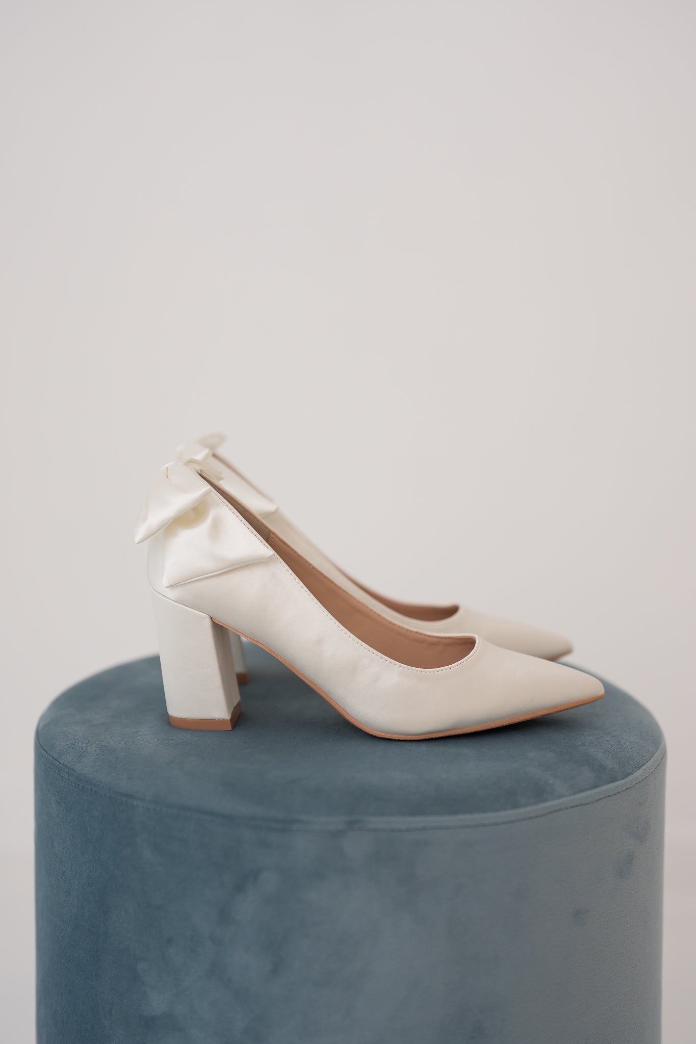 Chloe Satin Bow Chunky Heels