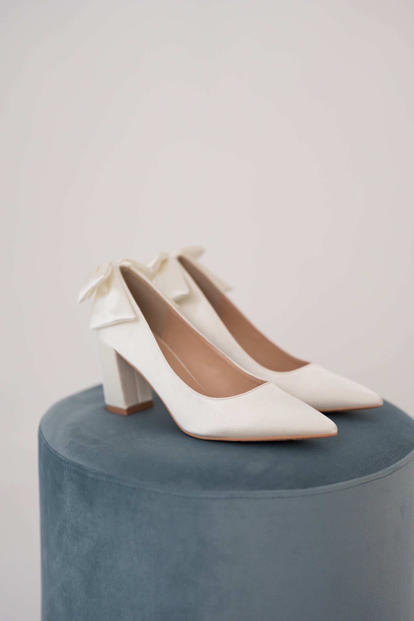 Chloe Satin Bow Chunky Heels