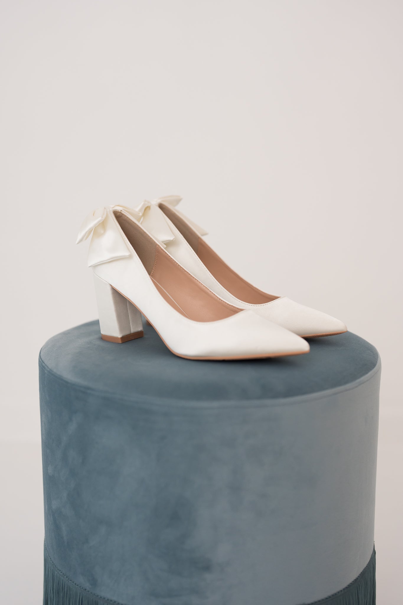 Chloe Satin Bow Chunky Heels