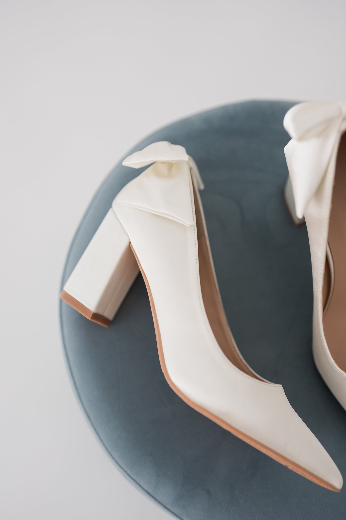 Chloe Satin Bow Chunky Heels