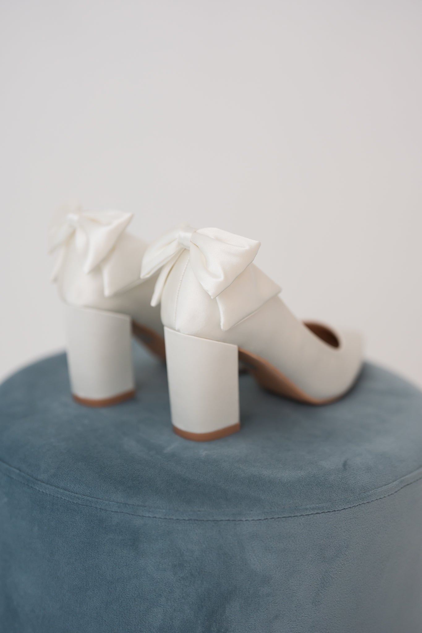 Chloe Satin Bow Chunky Heels