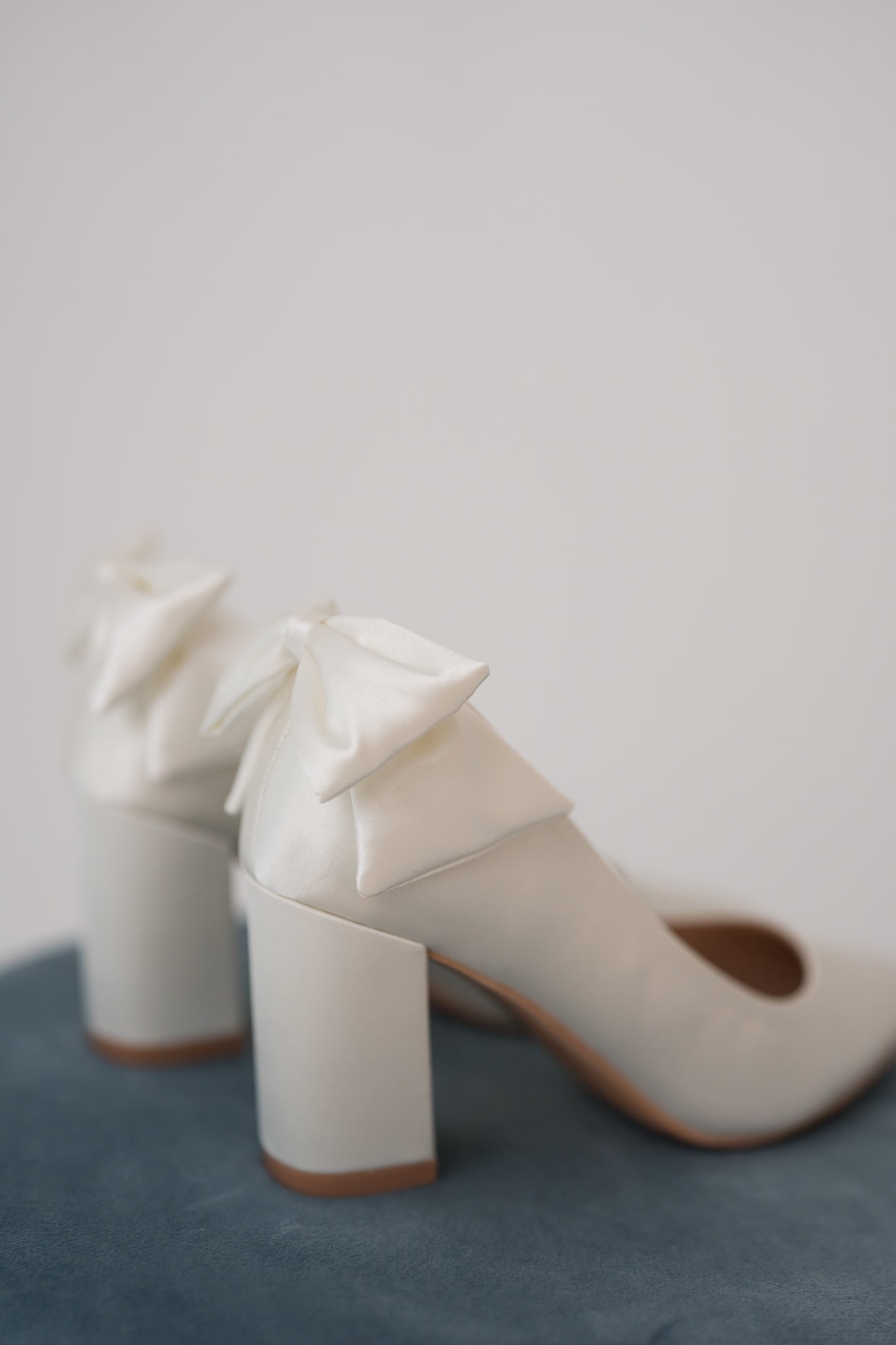 Chloe Satin Bow Chunky Heels