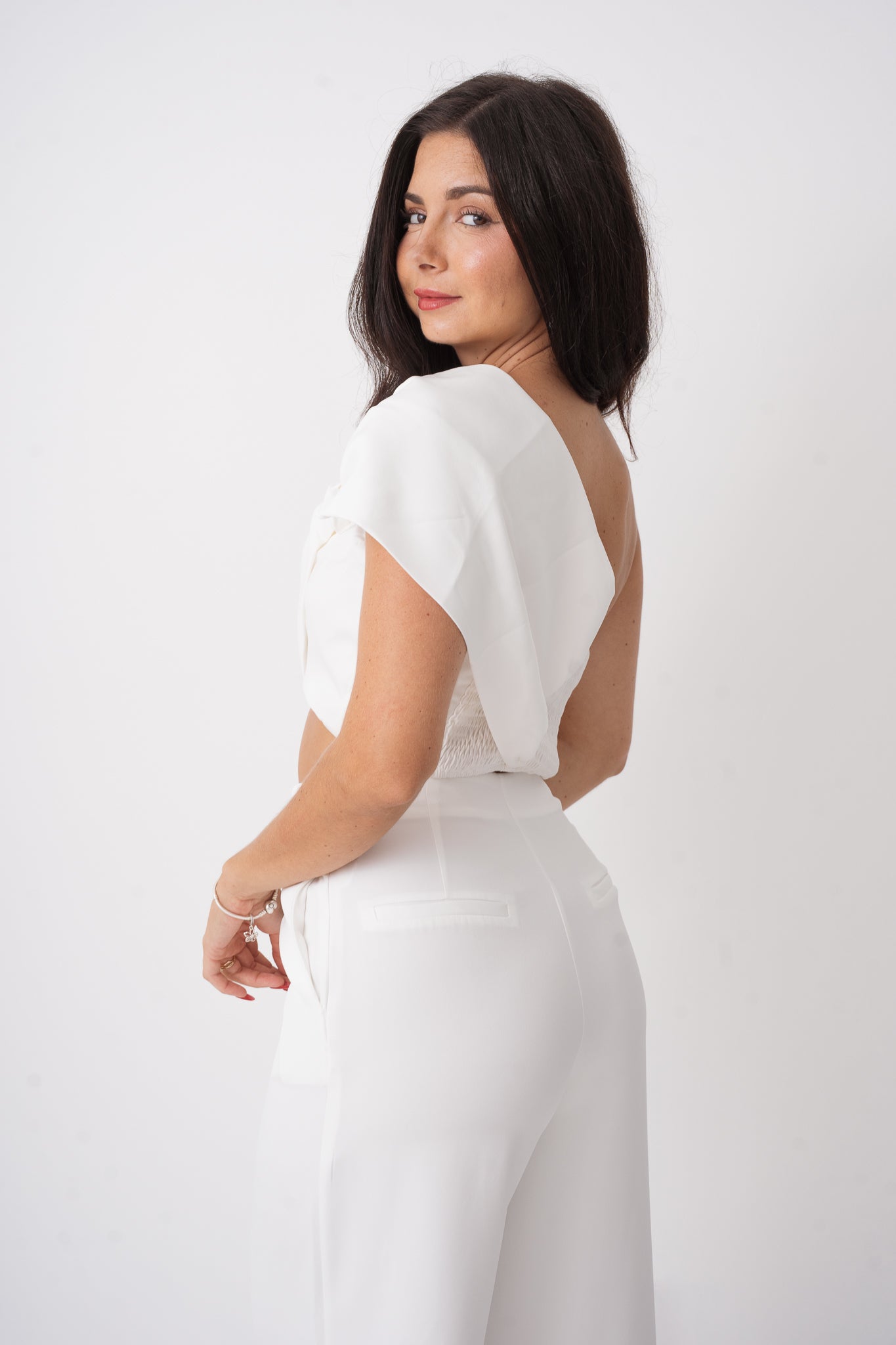 Jessica Off Shoulder Bow Top and Wide Leg Pant Set