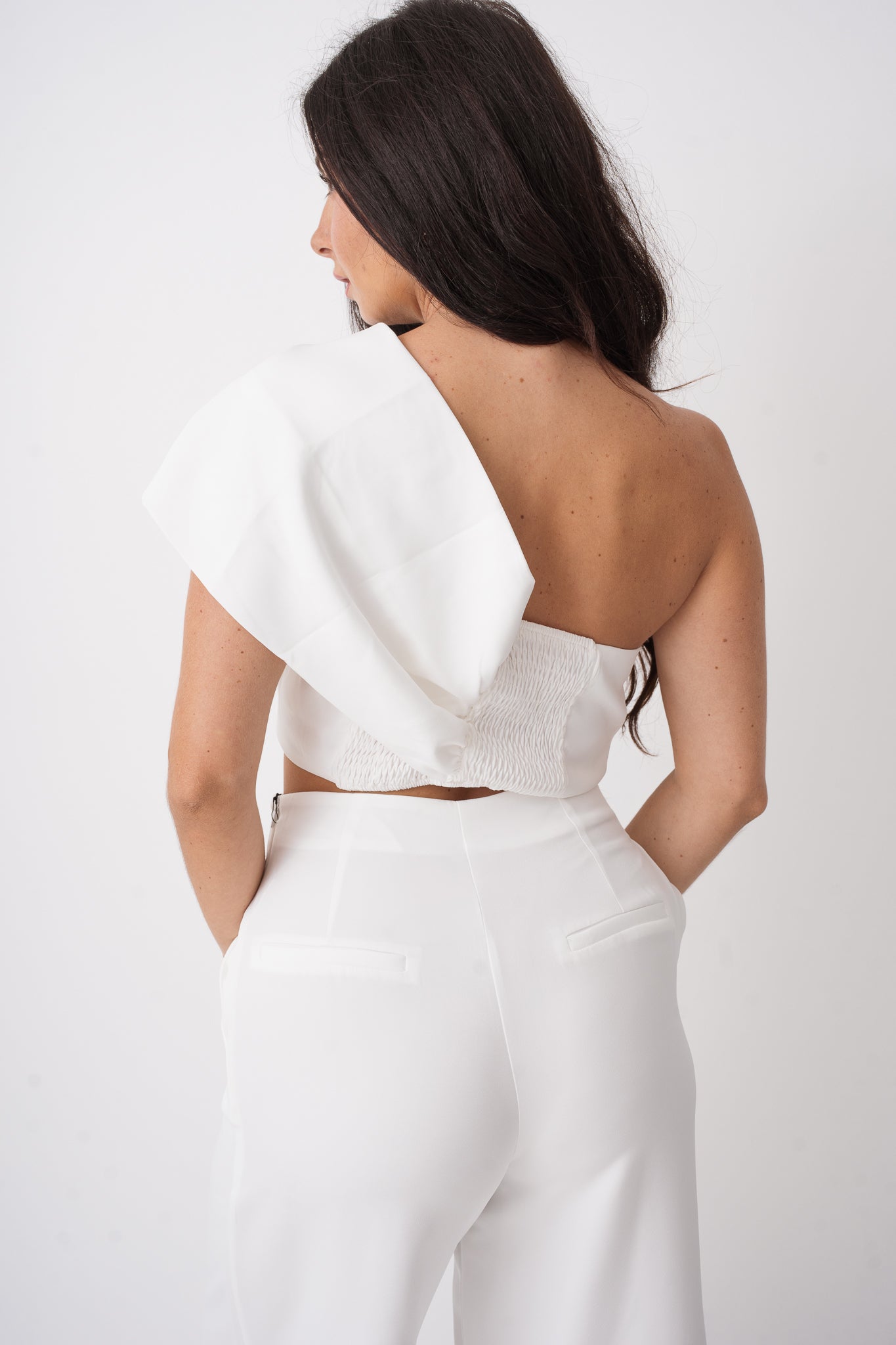 Jessica Off Shoulder Bow Top and Wide Leg Pant Set
