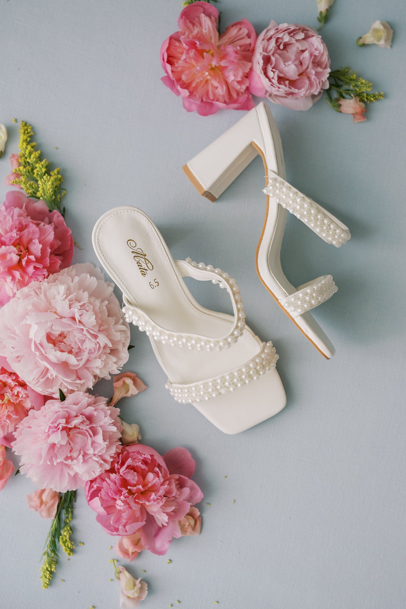 Jess Pearl Double Strap Mules