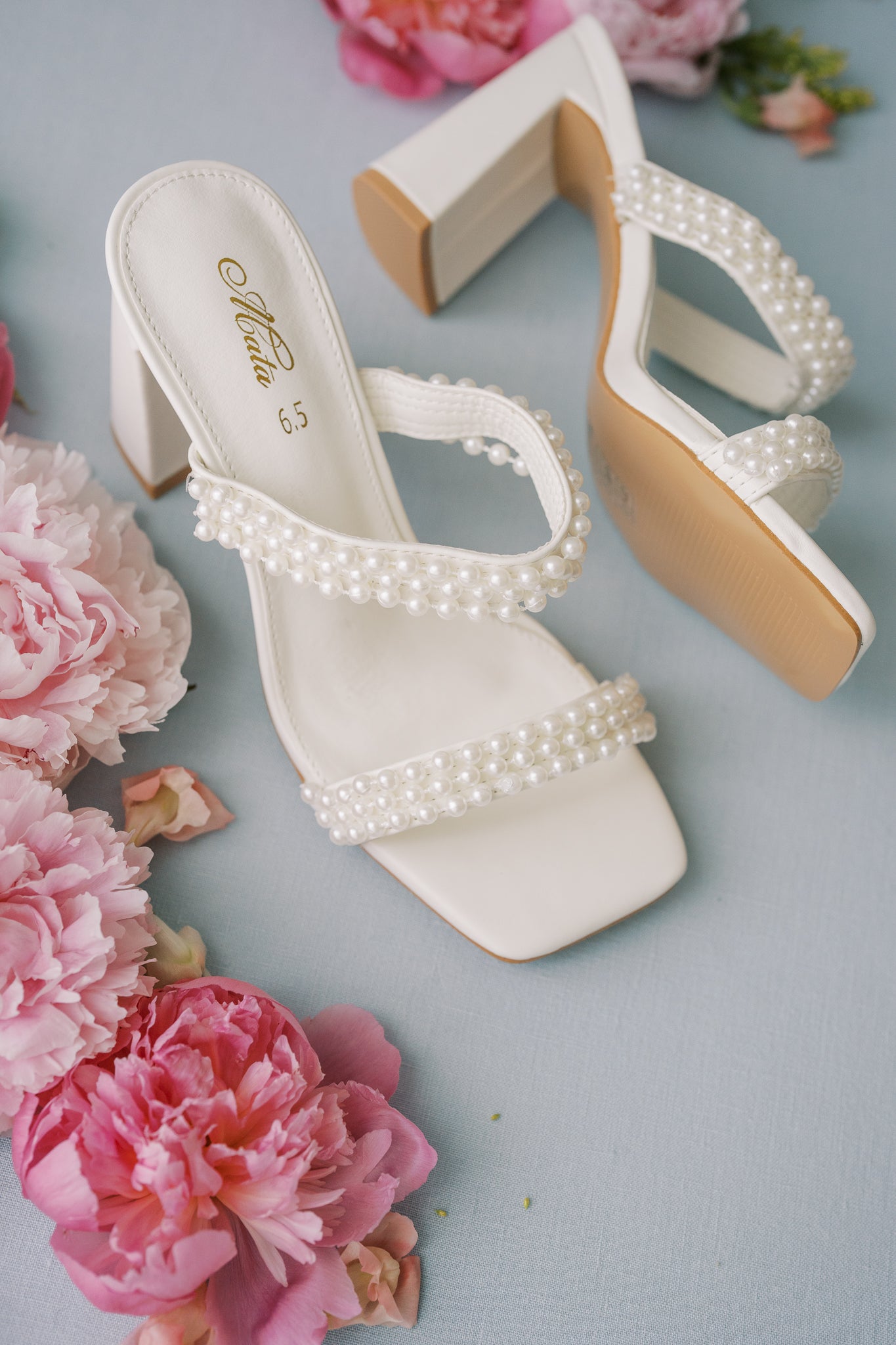 Jess Pearl Double Strap Mules