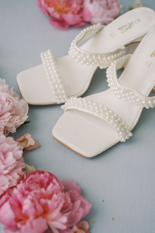 Jess Pearl Double Strap Mules