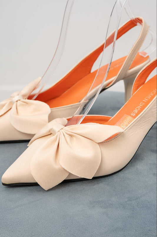 Bow Satin Heel Sandals