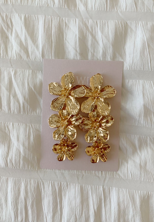 Gold Cascading Flower Earrings