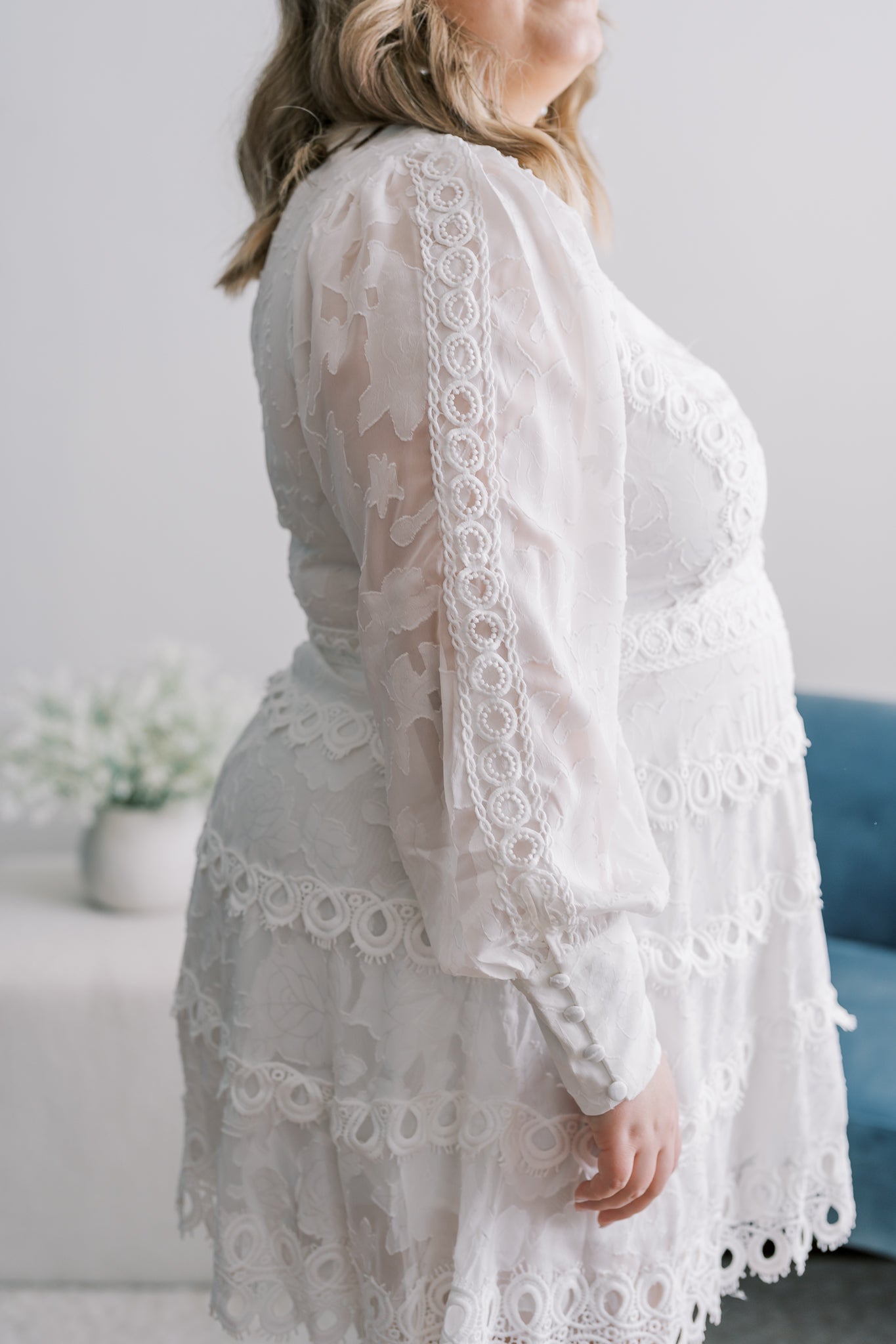 PLUS Long Sleeve Lace Mini Dress