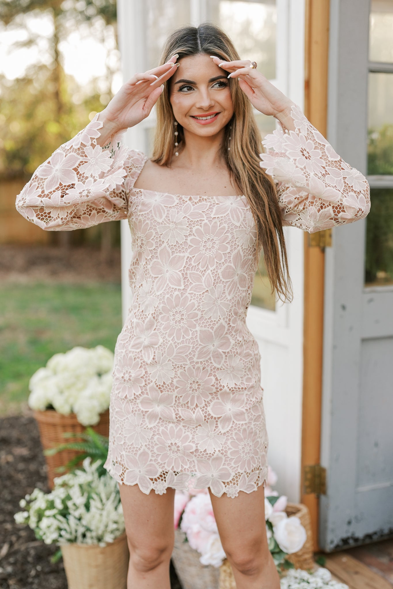 Long Sleeve Dusty Pink Mini Dress